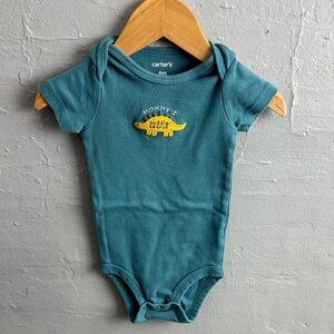 Carter's Teal Bodysuit with Yellow Dinosaur